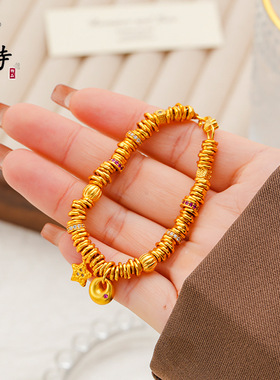 不掉色越南沙金小锁包星星盘缠手链女新中式国潮风新款盘缠手串