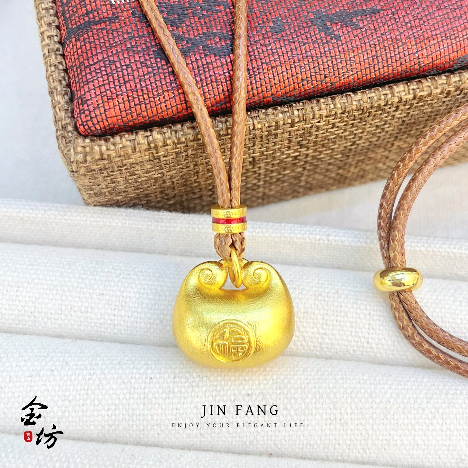 金店同款越南沙金999小胖福吊坠新中式国潮风福字气质女项链挂坠