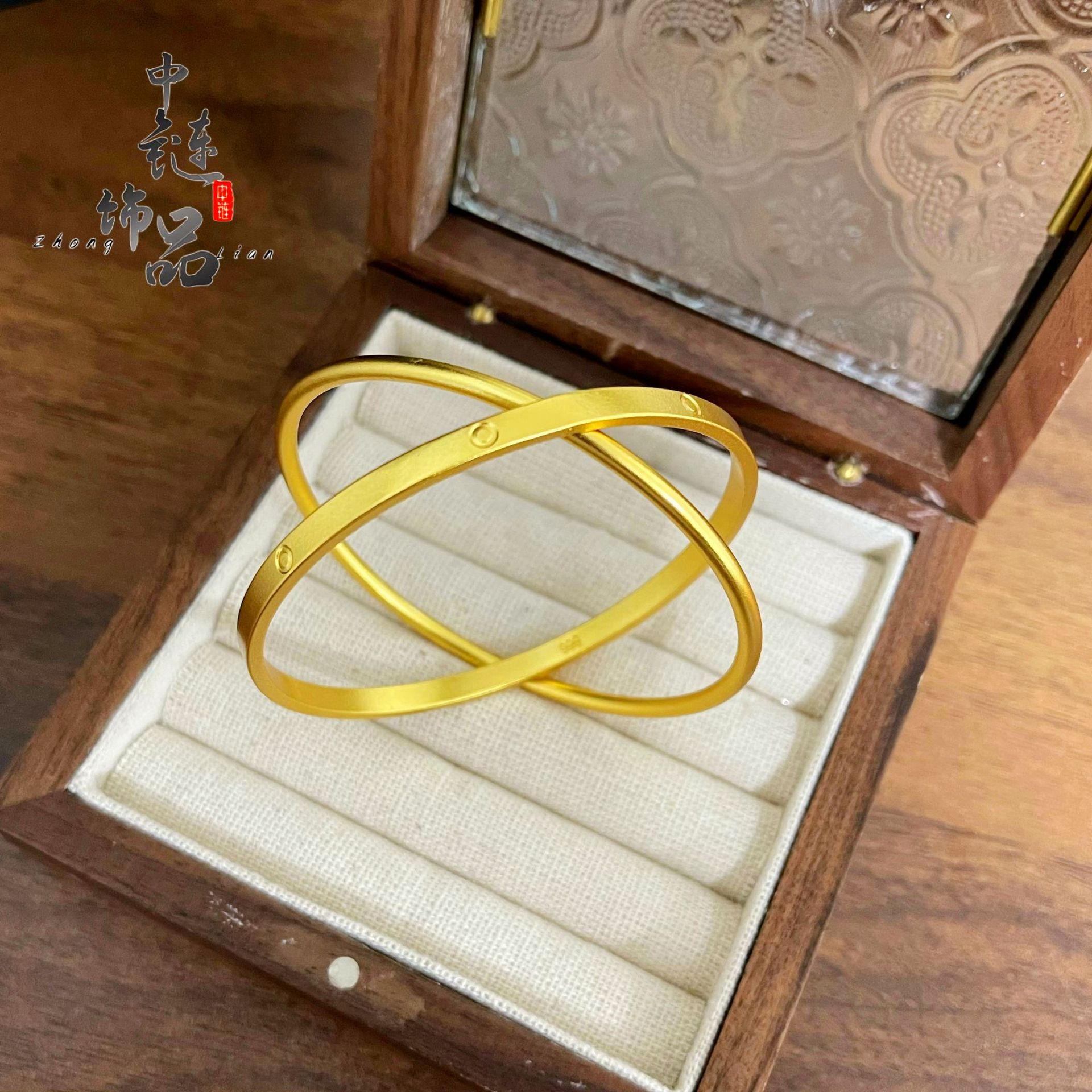 金店同款古法越南沙金双环传承手镯气质灵动多圈手环不掉色高级感