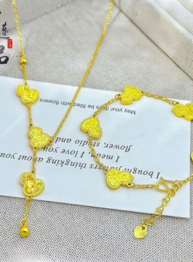 金店同款古法越南沙金色碎冰冰葫芦项链女爆闪碎冰冰葫芦手链百搭