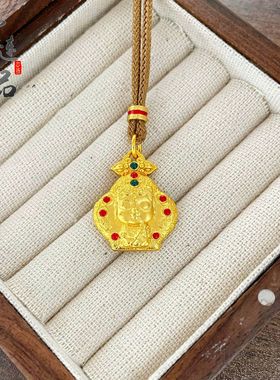 金店同款古法越南沙金珐琅彩度母宝宝吊坠不掉色复古风度母挂坠