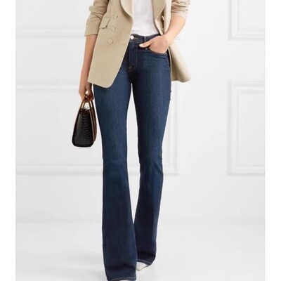 高腰经典小个子显高喇叭牛仔长裤