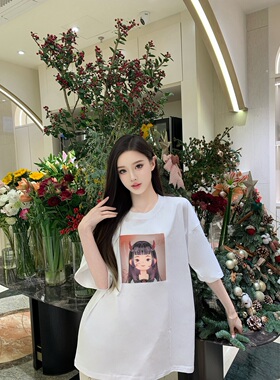 【T】DreamyGirl#013-小恶魔纯棉白色落肩直喷T恤