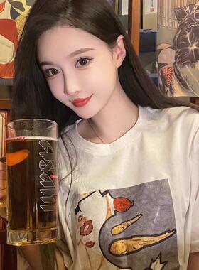 #1216吃人参的根源食客白色纯棉T恤