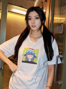 十三白头像#177纯棉白色落肩直喷T恤