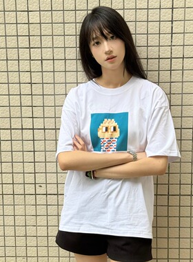 NOUNS#0060纯棉白色落肩直喷T恤