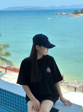 T 呆头猩#A0116黑色纯棉T恤