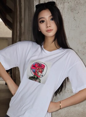 无聊的悟空wukong 303 原创保证白色纯棉落肩T恤