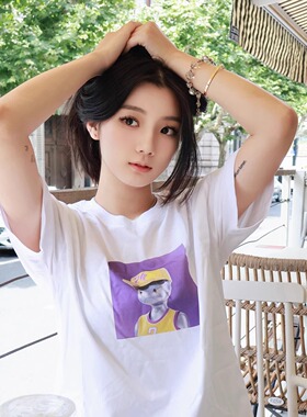 望笙仔｜#0002 篮球巨星-机械族纯棉白色落肩直喷T恤