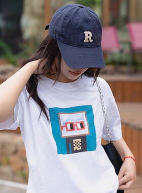 NOUNS#0861纯棉白色落肩直喷T恤