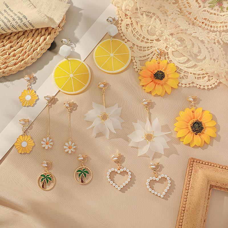 uit Flower Non Pierced Clip On Earrings for Women Kids Party