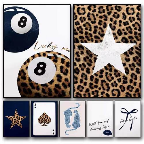 Modern Leopard Print Pattern Billiard Poster Canvas Painting