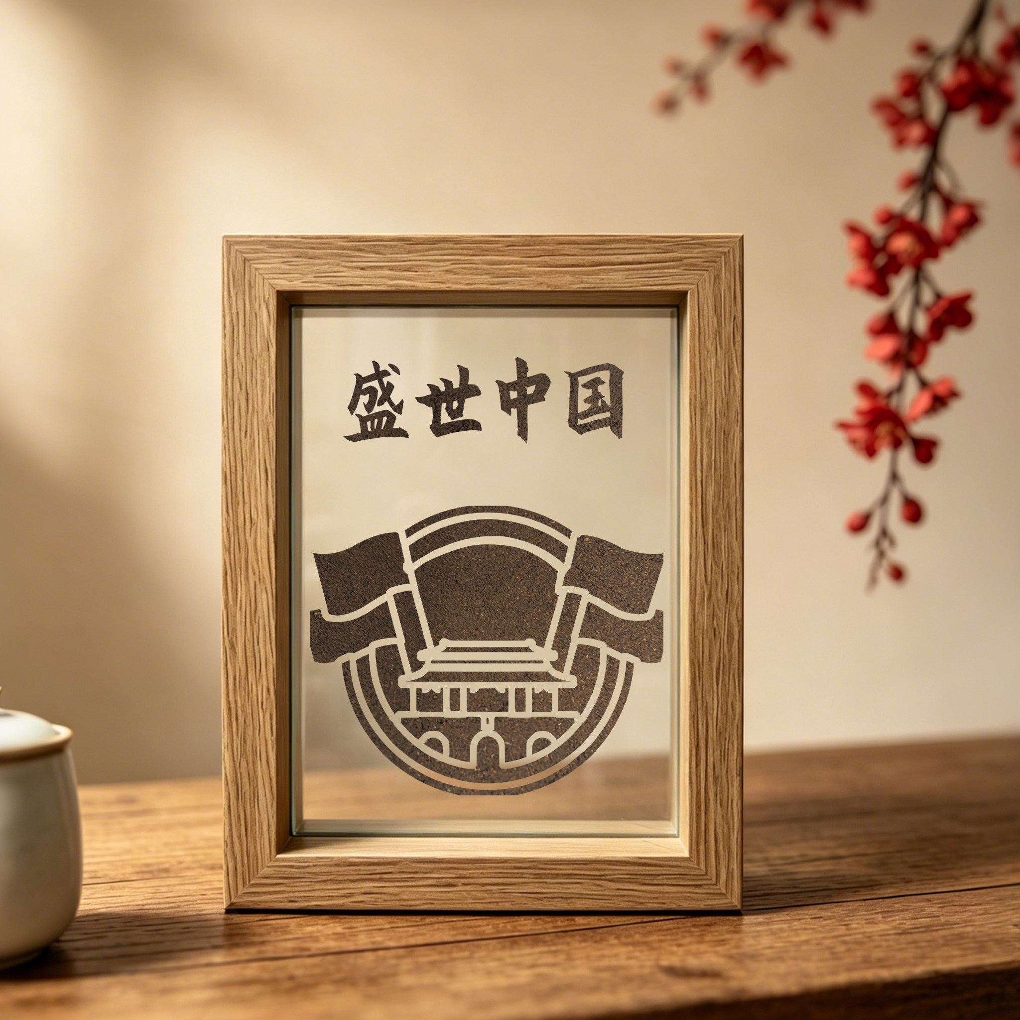 国庆节咖啡画材料包文创摆件纪念礼物填色画团建活动DIY非遗手工