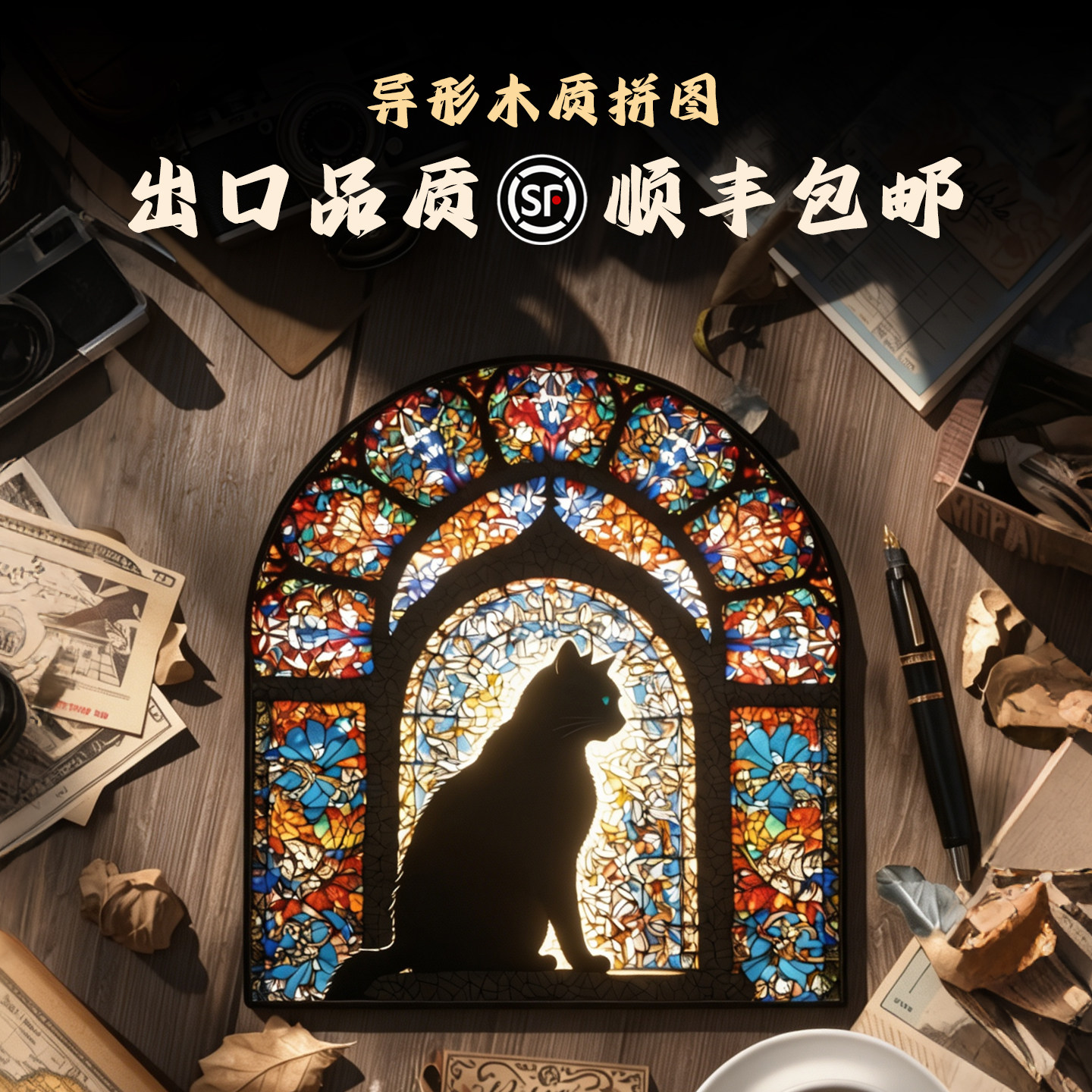【出口品质】殿堂猫异形木质拼图高端礼玩具积木解压正版原创拼图