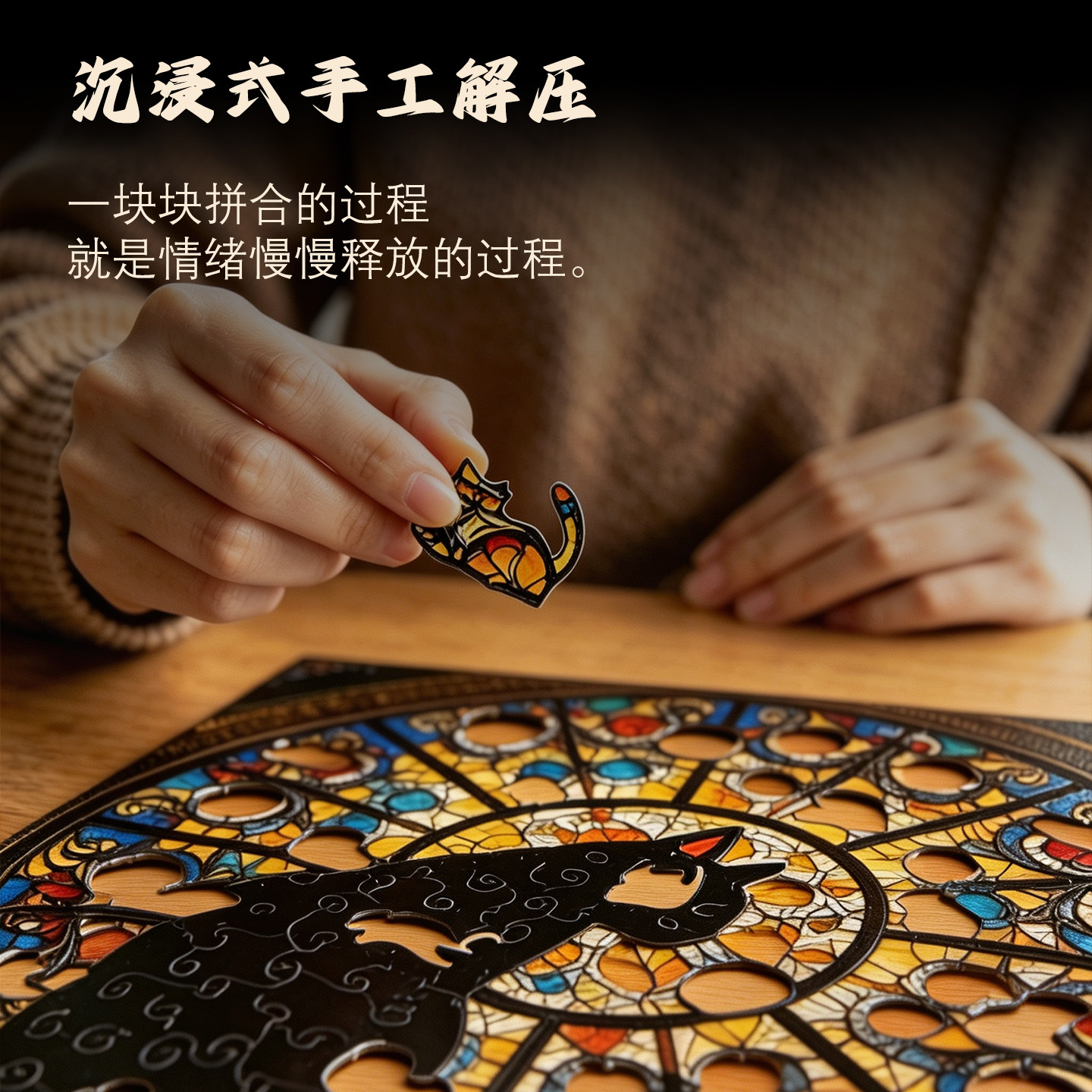 【出口品质】教堂猫异形木质拼图高端礼玩具积木解压正版高级拼图