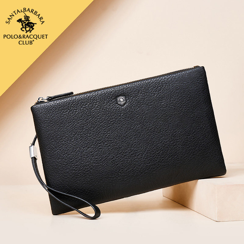 圣大保罗羊皮手包男士真皮手拿包薄款大容量信封包手抓包高档