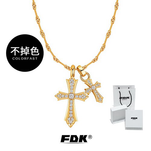 十字架项链金色不掉色女