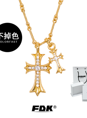 FDK K罗心不掉色克罗伈十字架项链女轻奢小众设计毛衣锁骨链