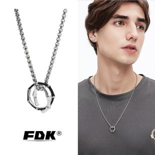 FDK节节高升竹节考试上岸项链男款男生男士双环七夕送男友可刻字