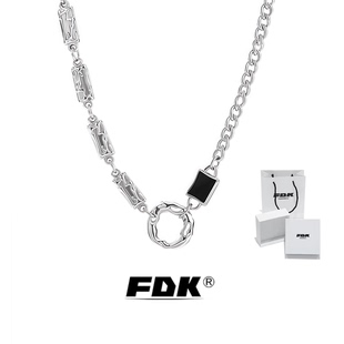 FDK男士项链拼接钛钢男嘻哈毛衣链吊坠王嘉尔同款送礼男生可刻字