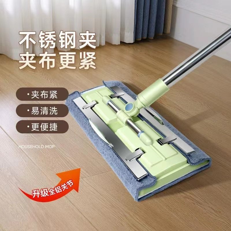 2025新款不锈钢夹布平板拖把懒人家用一拖净木地板吸水拖布地神器