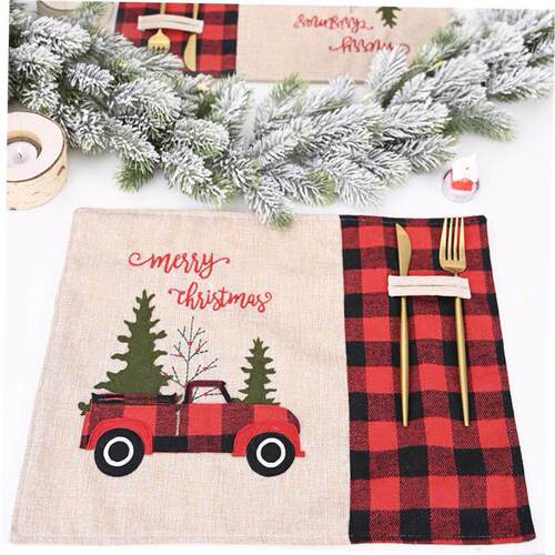 Christmas Decorations Red and Black Check Car Christmas Mat