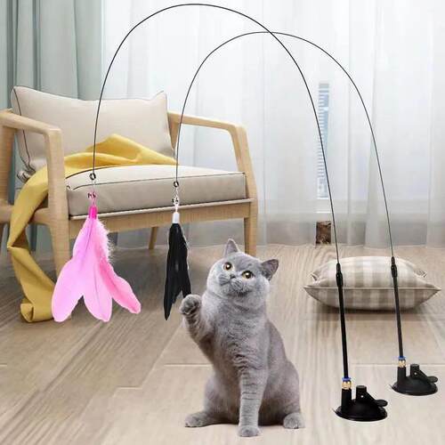 Cats Toys Feathers Wand Interactive Toy Kitten Toys with Sup