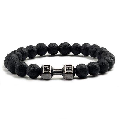 Classic Natural Stone Beaded Bracelet gym Fitness Dumbbell