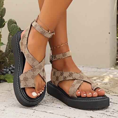 Leopard women flat sandals beach shoes平底凉鞋豹纹沙滩凉鞋
