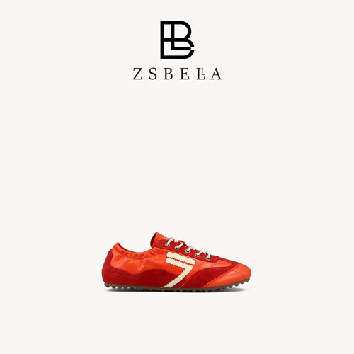 ZSBELLA复古德训鞋女26新款真皮阿甘鞋2cm小个子软底本命年红鞋