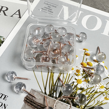 毛毡板创意照片墙专用透明圆形图钉30个左右勾面毛毡长条魔术贴地图标记钉水果套装绘画钉子按钉大头钉美工钉