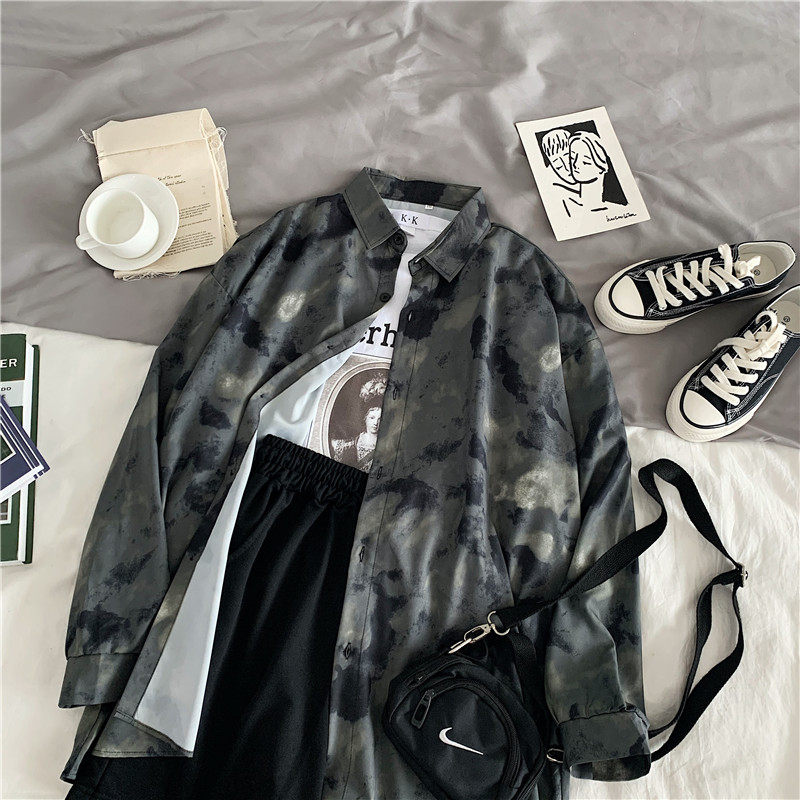 2022 new pattern Ink tie-dyed Versatile Easy shirt jacket spring and autumn Korean Edition Exorcism Long sleeve shirt coatin the Women's clothing/Boutique , Shirt  category - from Buy2taobao.com to provide professional Taobao agent buy service