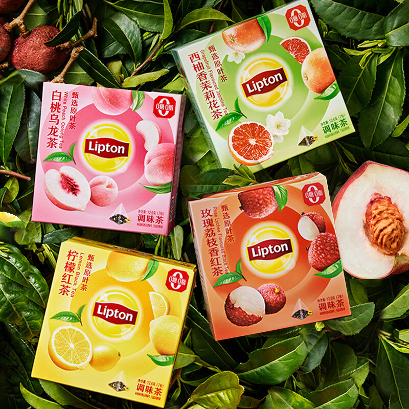 立顿（Lipton）花果茶茉莉花茶柠檬片白桃乌龙茶玫瑰花调味茶