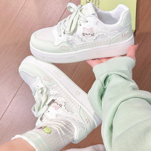 学生厚底板鞋 透气休闲鞋 女 女2026新款 回力猫咪小鱼春夏网面小白鞋