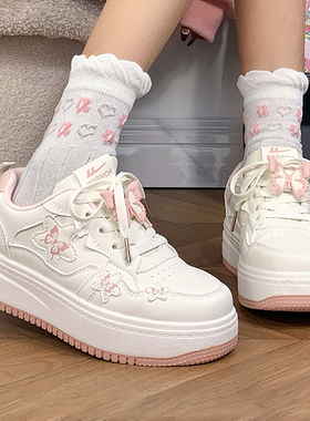 回力加绒女鞋蝴蝶原创鞋子女爆款甜妹小白鞋女秋冬运动学生板鞋女