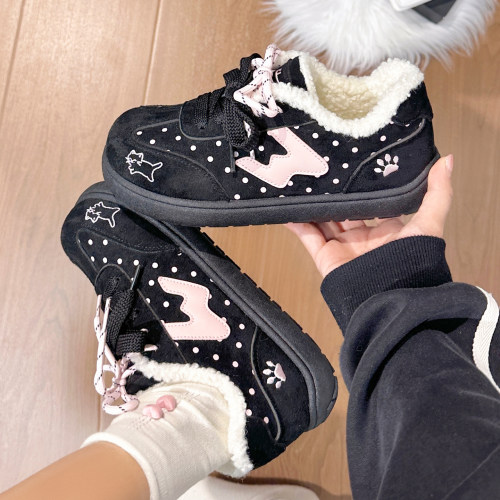 回力加绒保暖厚底德训鞋女