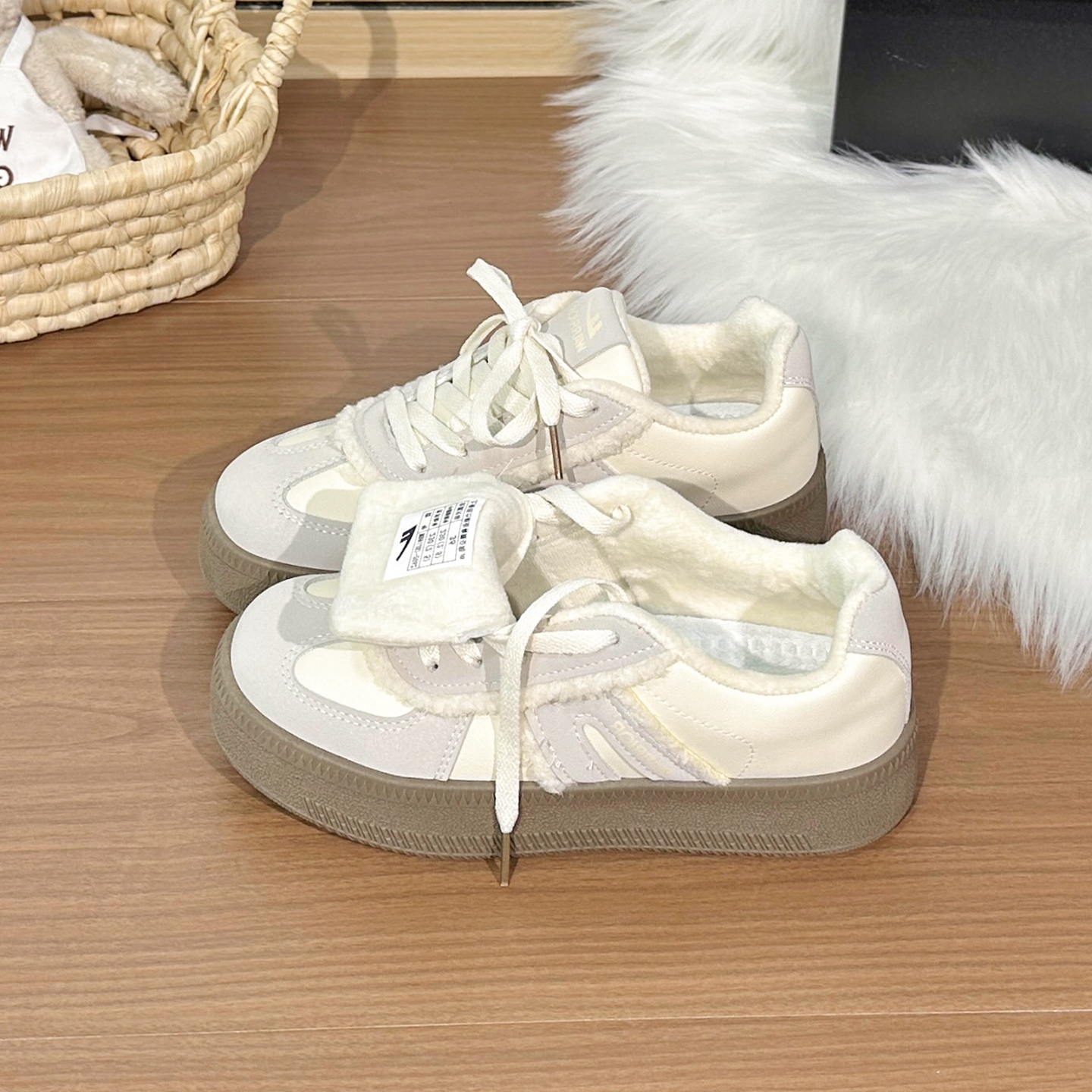 回力复古加绒德训女鞋2025冬季