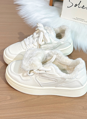 回力加绒小白鞋女2025冬季新款百搭二棉鞋ins潮小众学生保暖板鞋