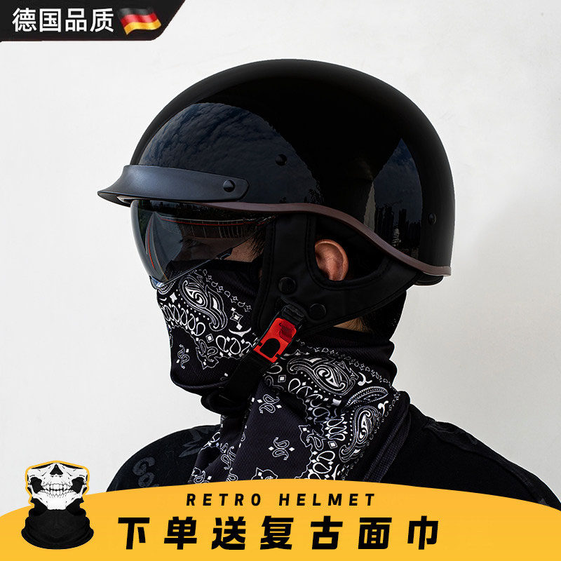 德国2026新款春夏季复古头盔电动车3C踏板巡航机车摩托车半盔四季