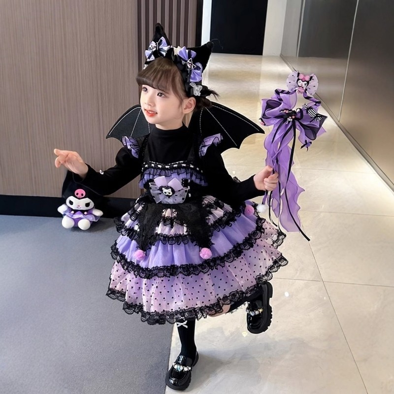 女小童甜美洛丽塔库洛米公主裙套装万圣节儿童服装春秋生日礼服裙