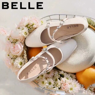 单鞋 BELLE百丽玛丽珍鞋 红色平底时尚 专柜正品 女F2B1D 浅口2026春季