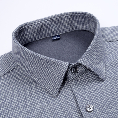 男款加绒加厚保暖羊毛灰色衬衫