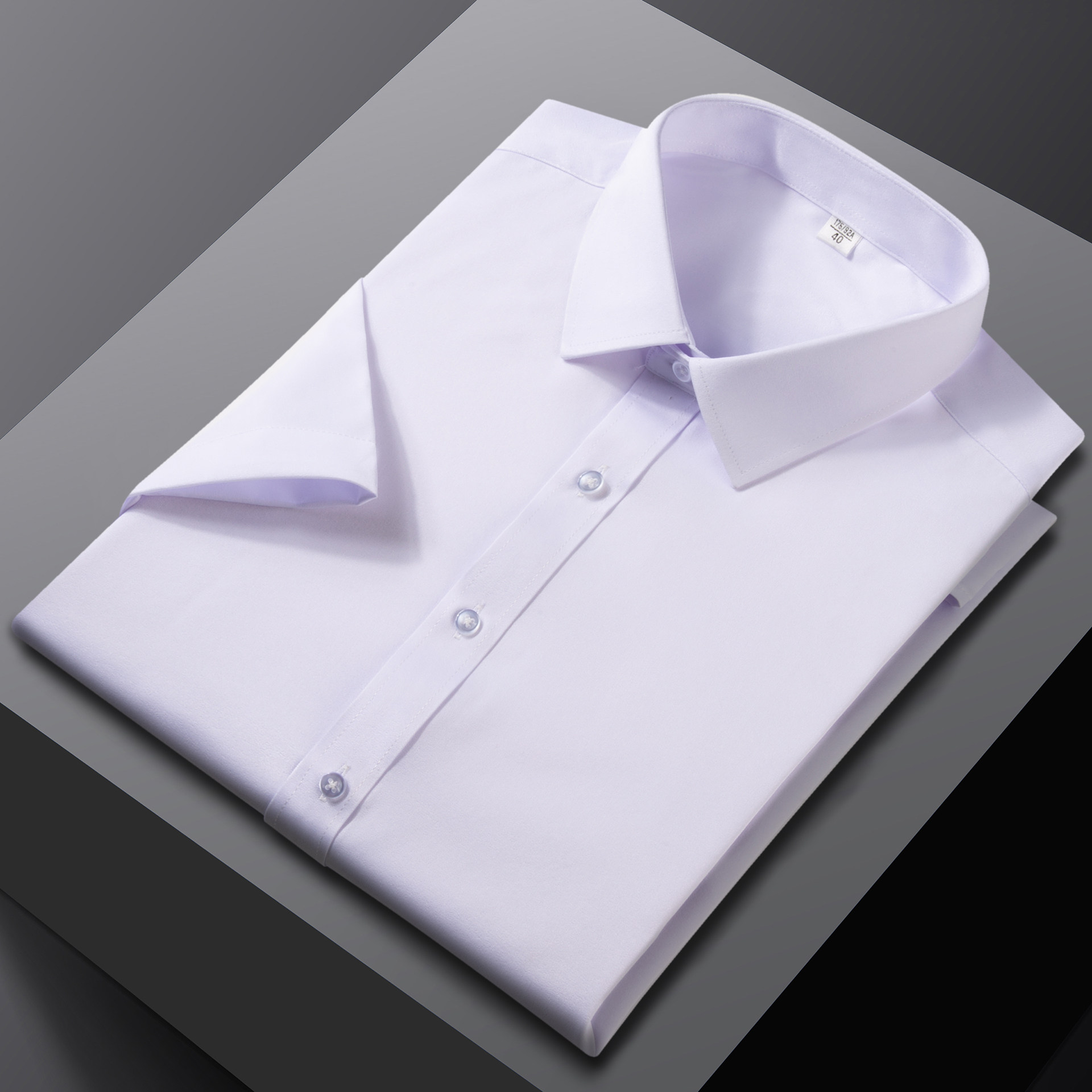 男士弹力免烫白色工作服短袖衬衫