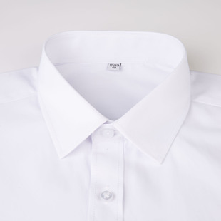 男装棉质透气商务休闲短袖上班衬衫 夏天男士工作服白色正装衬衣