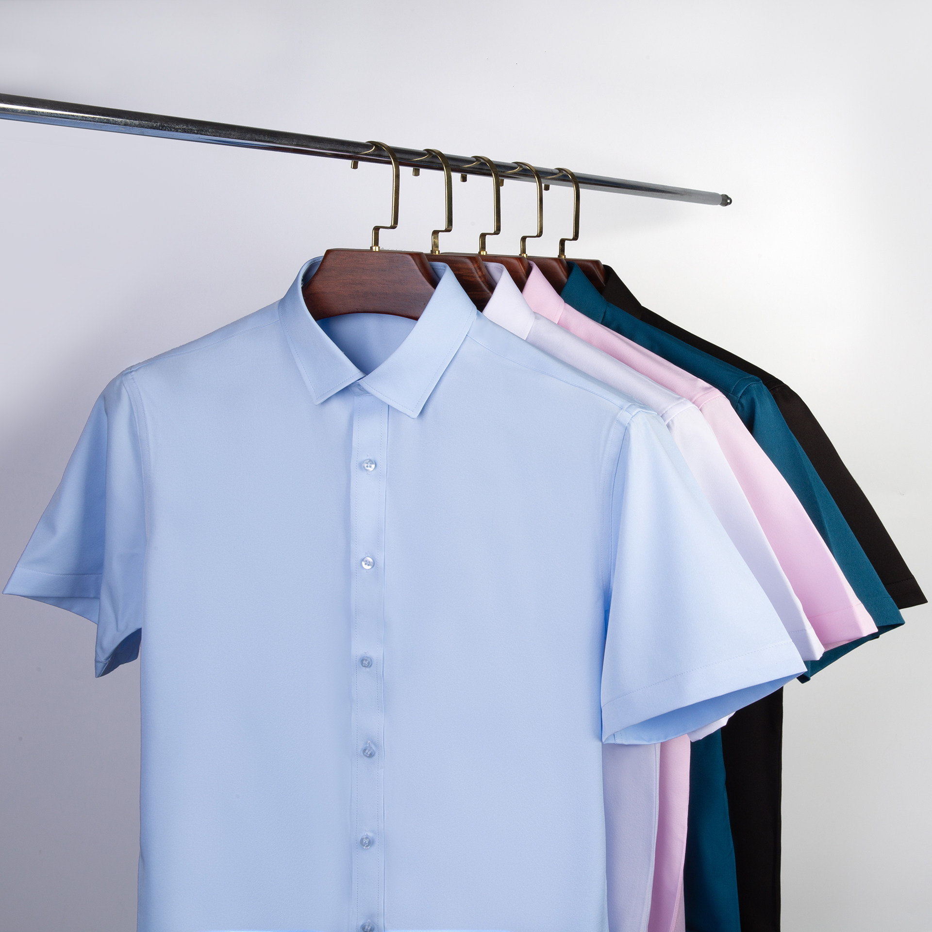 男装弹力免烫修身工作服短袖衬衣