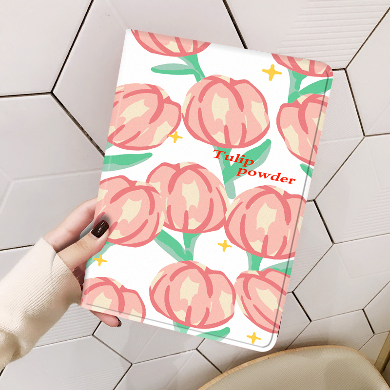 桃花适用苹果iPad air1保护套2022新款8代平板10.2寸外壳Pro11电脑Air4皮套9.7可爱ip9Air5防摔mini6/5壳10.9