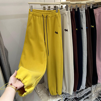 小狗抽绳束脚卫裤女冬季加绒