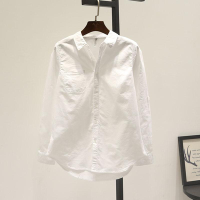 打底白色衬衣简约单口袋衬衫女