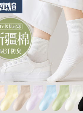 袜子女夏季中筒袜纯棉棉袜吸汗防臭夏薄款黑色白色运动短袜长筒袜