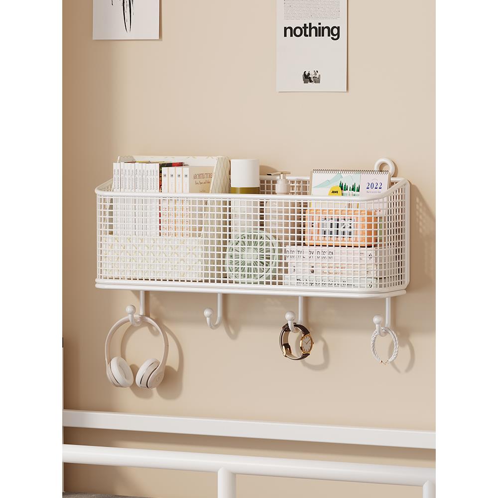 墙上置物架学生宿舍床上床边挂篮免打孔收纳架子墙面壁挂式置物筐